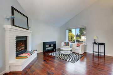 Nicely furnished Living room interior with hardwood floor