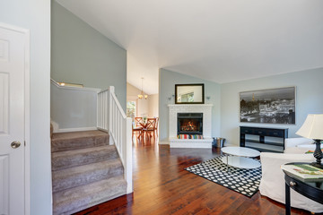 Nicely furnished Living room interior with hardwood floor