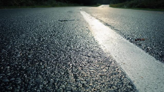Moving Over Road Surface In The Evening