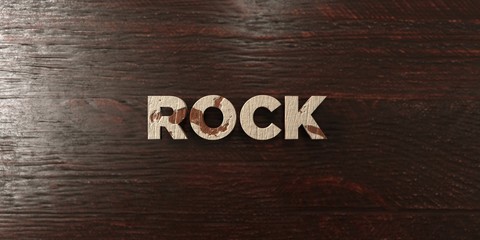 Rock - grungy wooden headline on Maple  - 3D rendered royalty free stock image. This image can be used for an online website banner ad or a print postcard.