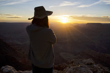 Looking over the Grand Canyon at Sunset