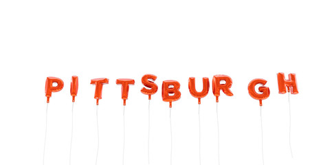 PITTSBURGH - word made from red foil balloons - 3D rendered.  Can be used for an online banner ad or a print postcard.