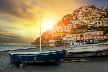 prachtige schilderachtige van positano strand sorrento stad zuid italië imp
