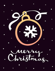 Vector illustration of stylish christmas ball with snowflake, ri