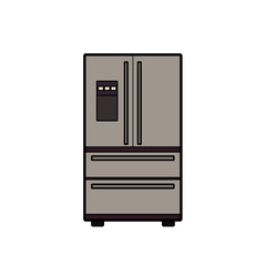 Fototapeta premium Symbol of fridge. color line art. icon. Vector illustration