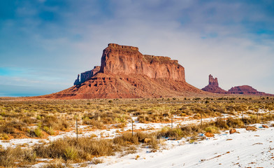 winter morning in the monument valley