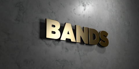Bands - Gold sign mounted on glossy marble wall  - 3D rendered royalty free stock illustration. This image can be used for an online website banner ad or a print postcard.