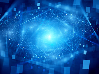 Blue glowing cloud computing with particles