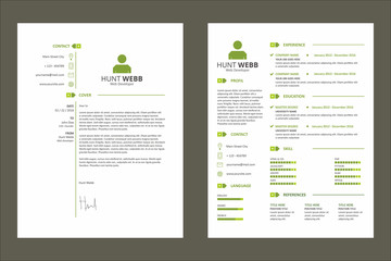 CV (Curriculum Vitae) Resume Simple Tag Clean Green Template Vector Graphic Resource - obrazy, fototapety, plakaty