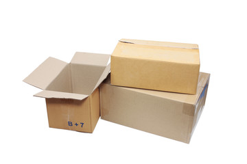 parcels boxes isolated white background