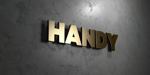 Handy - Gold sign mounted on glossy marble wall  - 3D rendered royalty free stock illustration. This image can be used for an online website banner ad or a print postcard.