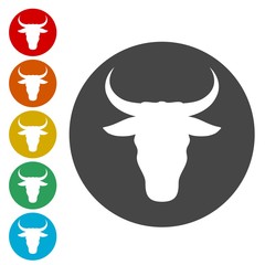 Bull icons vector set 