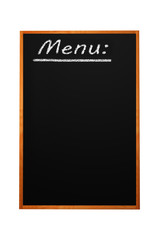 Menu title written with chalk on blackboard