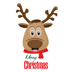 Reindeer of Merry Christmas isolated on white background.