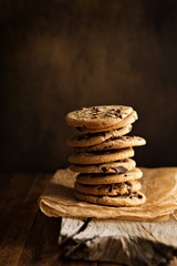 Homemade chocolate chip cookies with milk