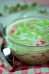 closeup Cendol or Iced dessert of Thailand
