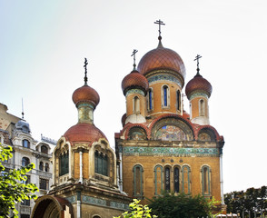 Fototapeta na wymiar Russian church of St. Nicholas in Bucharest. Romania