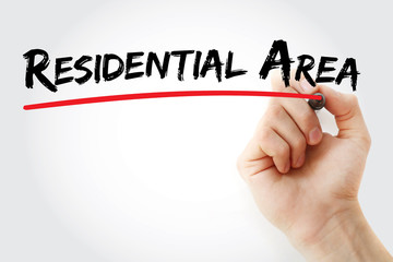 Hand writing Residential area with marker, concept background