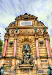 Obraz premium Saint Michel Fountain in Paris - France