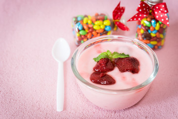 strawberry yogurt with strawberry  on Baby Gift Colorful candies