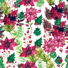 Tuinposter Christmas botanical watercolor pattern © any_li