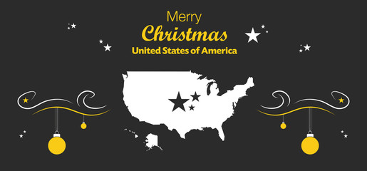Merry Christmas illustration theme with map of USA