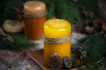 Christmas decoration, candle for New Year