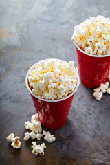 Popcorn in red cups