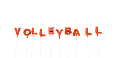 VOLLEYBALL - word made from red foil balloons - 3D rendered.  Can be used for an online banner ad or a print postcard.