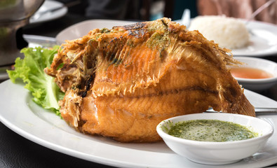 fired fish with fishsauce delicious thai food
