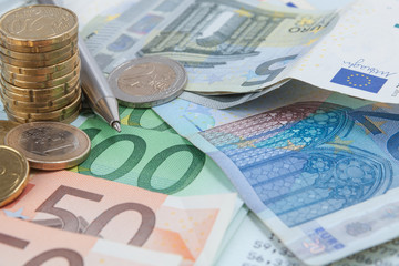 Finance background with money.