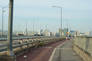 Hangang river in Seoul in summer in Korea