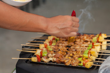 Barbecue grill with Pork meat.