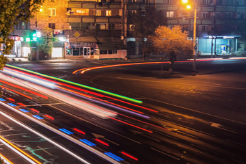 Fototapeta na wymiar Night traffic in the city