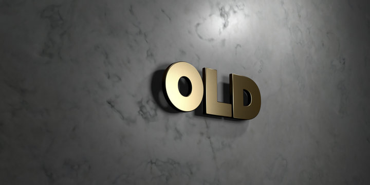 Old - Gold sign mounted on glossy marble wall  - 3D rendered royalty free stock illustration. This image can be used for an online website banner ad or a print postcard.