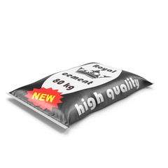 Black cement sack isolated on white. 3D illustration