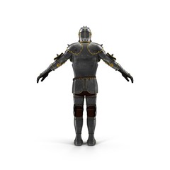 Isolated European Medieval Suit Of Armour or Armor With Helmet on white. 3D illustration