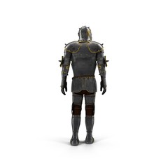 Isolated European Medieval Suit Of Armour or Armor With Helmet on white. 3D illustration - 127389294