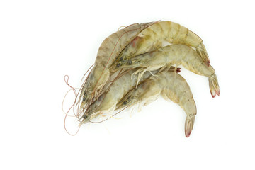 Raw shrimp isolated on white background