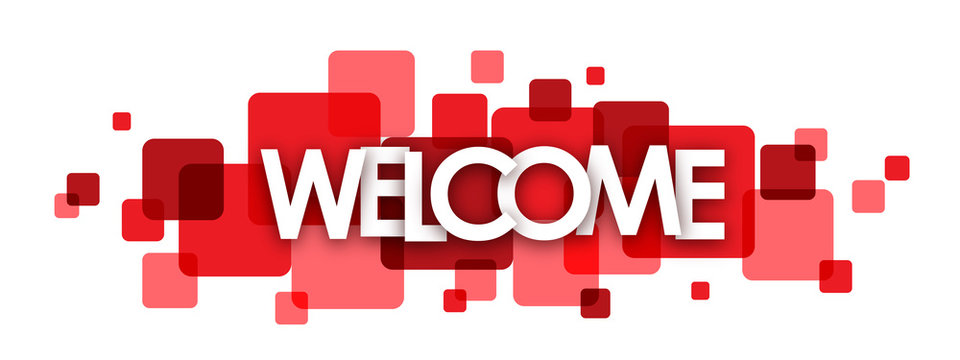 "WELCOME" overlapping letters vector banner