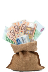 Bag of money euro bills