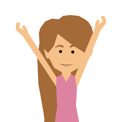 woman with arms up cartoon icon image vector illustration design 