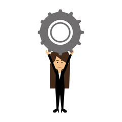 woman with gear cartoon icon image vector illustration design 