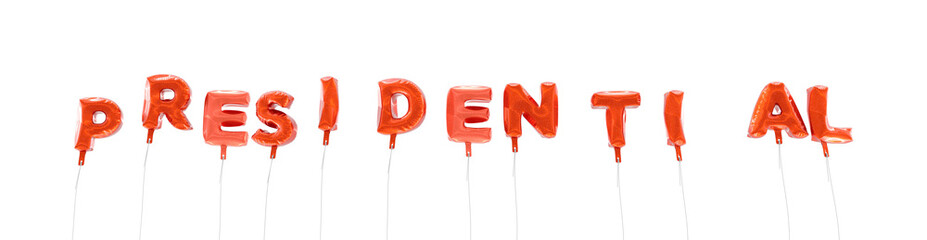 Obraz na płótnie Canvas PRESIDENTIAL - word made from red foil balloons - 3D rendered. Can be used for an online banner ad or a print postcard.