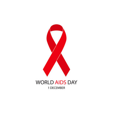 World Aids Day Concept With Text And Red Ribbon.