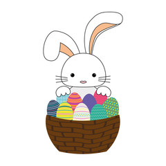Happy easter bunny cartoon icon vector illustration design