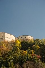 Fototapeta na wymiar San Leo historic castle in Romagna countryside travel Italy