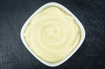 Some Potato Mash on a dark slate slab