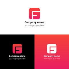 Letter G logo icon flat and vector design template. Monogram G. Logotype G with pink-red gradient color. Creative vision concept logo, elements, sign, symbol for card, brand, banners.