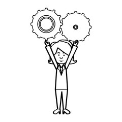 woman with gear cartoon icon image vector illustration design